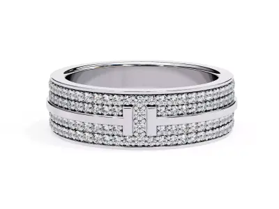 Luxury Double-Row Diamond Band Ring STL 3DM 3D print model