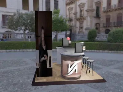 coffee-stand coffee bar with chairs and tables Low-poly 3D model