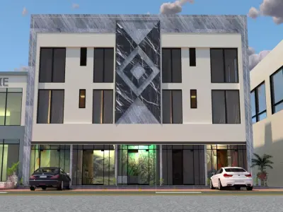 Modern Three Story Residential Building A25 DWG SketchUp 3D model