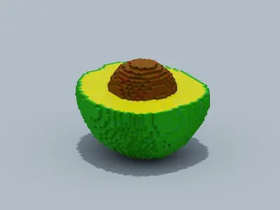 Voxel Avocado Low-poly 3D model