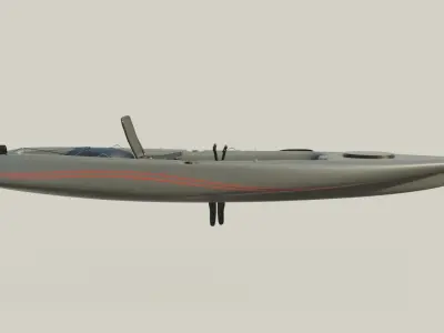 Kayak 3D model fishing boat Low-poly 3D model