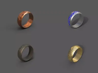 High-Quality 3D Ring Model Pack 4 Low-poly 3D model