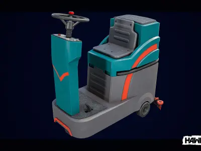 Floor Scrubber Washing Machine Low-poly 3D model