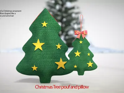 Christmas Tree Pouf and Pillow 3D Model 3D model