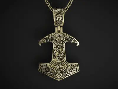 MJOLNIR THOR HAMMER Pendant STL 3D print 3D print model