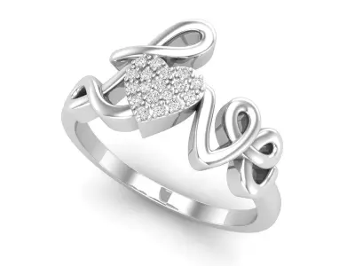 AV 651 Diamond Accent LOVE Heart Ring 3D print model