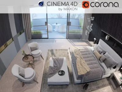 Corona - C4D Scene files - Luxury Bedroom Apartment Interior 3D model