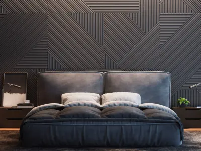 Interactive Modern Bedroom Low-poly 3D model