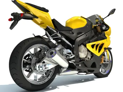 Yellow Sport Bike Racing Motorcycle 3D model