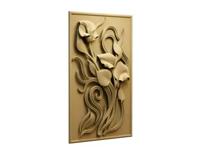 Modern Relief Wall Mural Decor CNC 3D Print 02 3D model