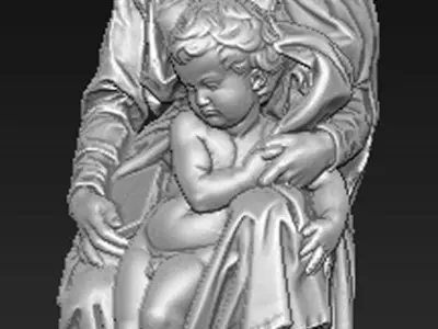Madonna 3D Model statue of virgin and child 3D print model