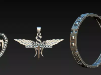 Butterfly Heart Wings Bracelet  Pendant Collection  3D print model