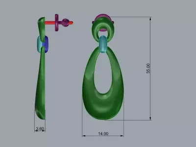 Elegant Earrings Jewelry Gold Brand 3D print model