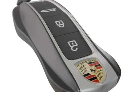 Car Key Porsche with a keychain Low-poly 3D model