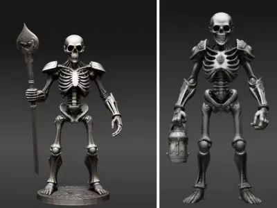 Spooky Skeleton Guardian 3D Model Two Model Pack  3D model