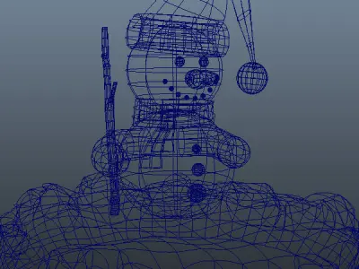 Snowman cartoon Low-poly 3D model