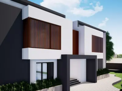 Modern Two Story House 3311 Sqm Complete Architectural Model Low-poly 3D model