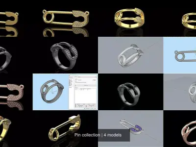 Pin collection gold plated 3D Model Pack