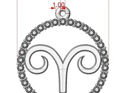 Pendant zodiac sign Aries for 3d print 3D print model