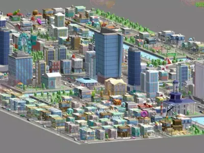 Cartoon City 3D Model game ready 3D model