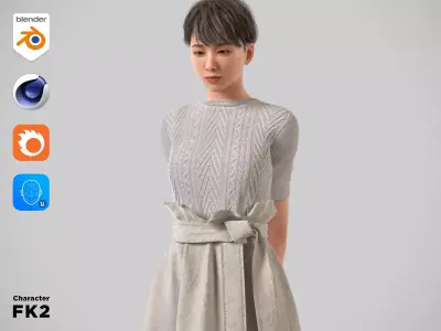 Modular Character - Asian Casual Woman - FK2 Low-poly 3D model