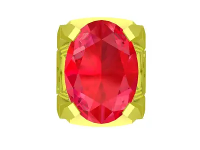 Luxury Oval Gemstone Ring with Chinese Fortune Symbol for M 4930 3D print model