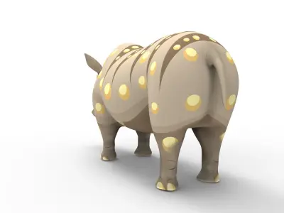 Cartoon Rhino Rigged and animated 3D Model Low-poly 3D model