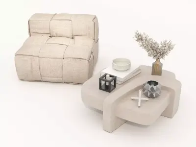 Modern Coffee Table and Armchair Set 77 3D model