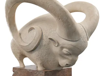 Wild Goat-Statue 21 3D model