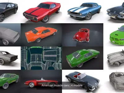 American muscle cars 3D Model Collection