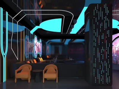 Luxury Modern Bar - Night  Club - KTV room 3D model 3D model