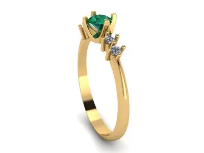 4mm Emerald Solitaire Engagement Ring 3D print model
