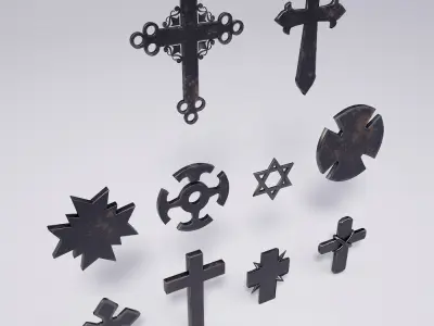 Cross Christ symbols set 3d model  Low-poly 3D model
