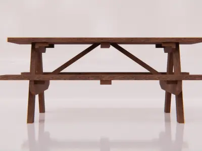 Picnic Table 3 colors Low-poly 3D model