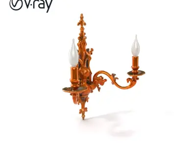 Ancient Castle Wall Sconce with Gilded Floral Motifs model pack Low-poly 3D model