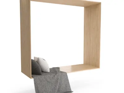 Blanket and Pillows on Window 3D model