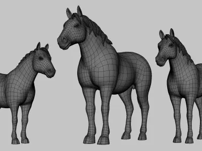 Horse Pack Low-poly 3D model
