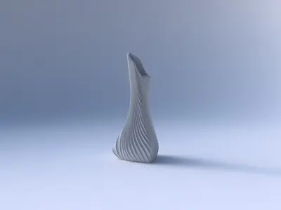Vase twist puffy tappered triangle with bent extruded lines 3 3D print model