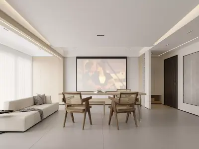 Modern living room dining room bedroom interior scenes 555 3D model