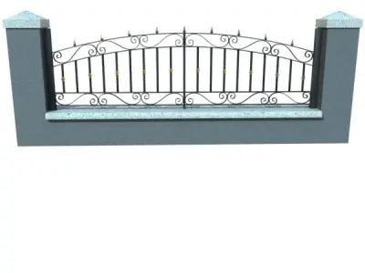 Wrought Iron Fence 03 High res 3D model