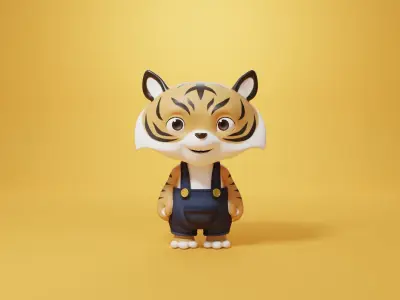 Cartoon Tiger 3d Model Rigged  3D model