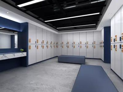 Modern Gym Locker Room 3D model