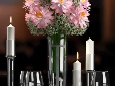 Decorative vase set 3D model