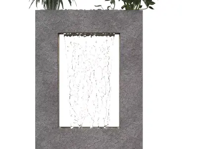 Minimalist Water Wall Fountain with Planters Low-poly 3D model