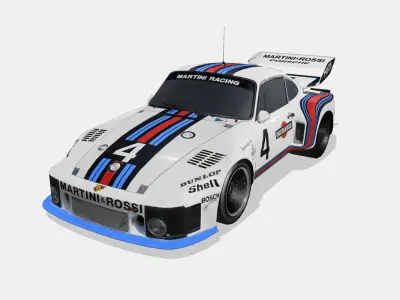 Porsche 935 001 1976 Low-poly 3D model