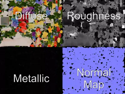 Vibrant Floral Bouquet model pack Low-poly 3D model