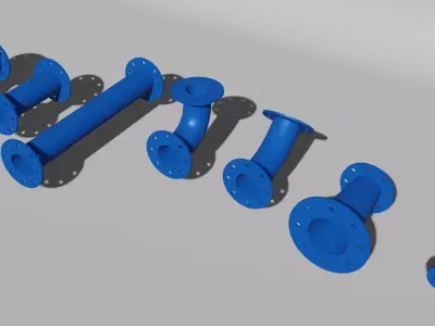 Water pipes and fittings Low-poly 3D model
