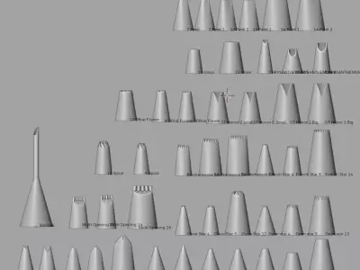 48 Piece Professional Cake Decorating Piping Tips Set 3D model