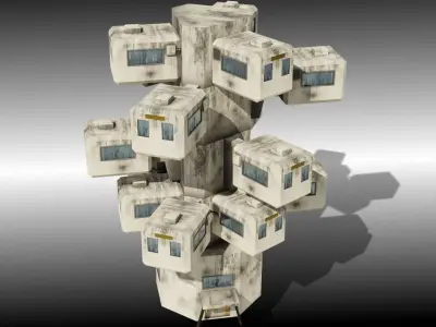 Building CAPSULE Low Poly Low-poly 3D model