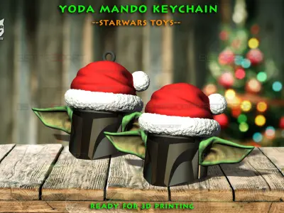 Yoda Mando keychain - Starwars Christmas Decoration 3D print model